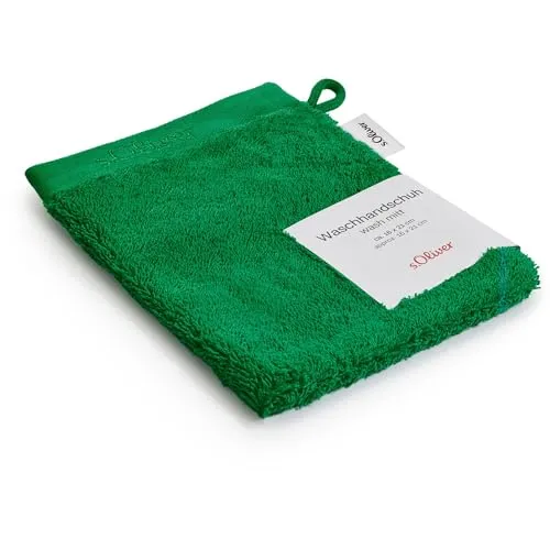 s.Oliver Waschlappen 16x21 cm - 100% Baumwolle, 600 g/m², weich & angenehm, Waschhandschuh grün