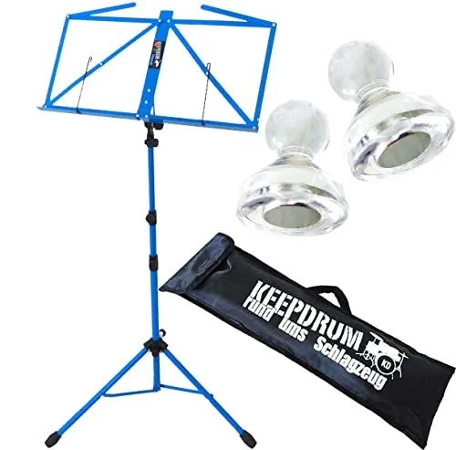 keepdrum MUS3BL Notenständer Blau + Tasche + 2 Magnete