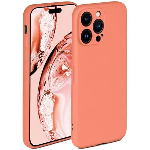 ONEFLOW Soft Case für iPhone 14 Pro Hülle aus Silikon mit Kameraschutz, Silikonhülle mit erhöhtem Schutz fürs Display, Backcover Schutzhülle, weiche Handyhülle, Koralle