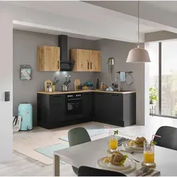 Küchenblock mit E-Geräten CORNWALL (Ecke) IV - braun - Küchenzeilen mit integrierten E-Geräten, platzsparend und modern, ideal für kleine Küchen oder Wohnräume.