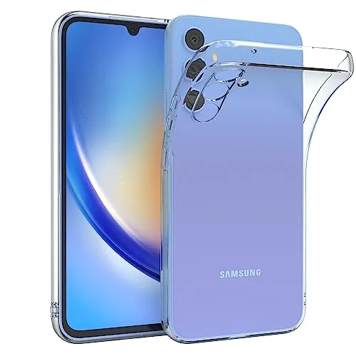 EAZY CASE Hülle kompatibel mit Samsung Galaxy A34 Schutzhülle Silikon, Ultra dünn, Slimcover, Handyhülle, Silikonhülle, Backcover, Durchsichtig, Klar Transparent