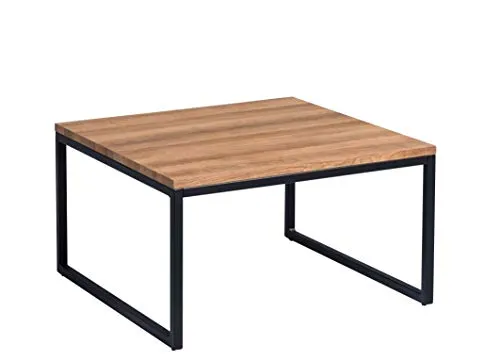 Couchtisch JAKARTA 1 - Schwarz, 60x35x60 cm - Moderner Couchtisch mit schwarzem Metallgestell und robuster MDF Tischplatte in Eiche-Dekor. Perfekt für stilvolle Wohnzimmer und vielseitig einsetzbar.