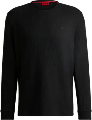 HUGO UNDERWEAR Austin LS Shirt - Herren Pyjamaoberteil - Hochwertiges Nachtwäsche-Oberteil für Herren in Schwarz, aus weicher Baumwollmischung für ultimativen Komfort. Ideal für entspannte Nächte.