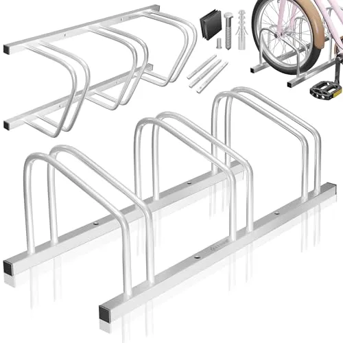 KESSER® Fahrradständer für 3 Fahrräder inkl. Parkschild in silber von Kesser