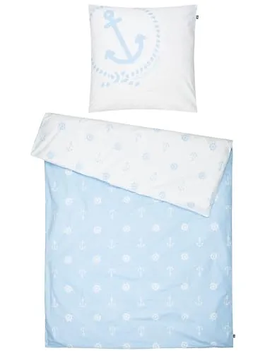 SCHIETWETTER Sonstiges Bettwäsche Steuer & Anker 135x200, 2teilig Bettbezug, Bettwäsche-Set, maritimer Wendebezug, 100% Baumwolle