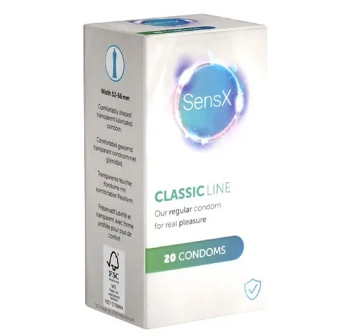 SensX Kondome Classic Line Kondome ohne Latexgeruch, Packung mit, 20 St., klassische Kondome, mit komfortabler Passform, ohne tierliche Produkte