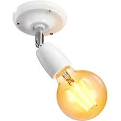 ledscom.de Wandleuchte ELEPO, Porzellan, Stahl, weiß glänzend, inkl. E27 LED, G95, goldfarben, 818lm, 3-Stufen-Dimmer, extra warmweiß
