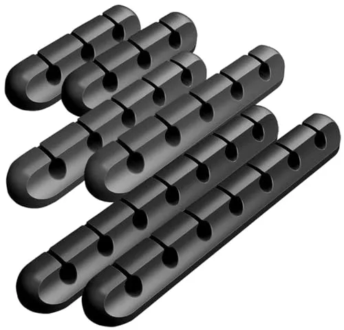 General Office Ladekabel-Halterungen: 6er-Set selbstklebende Kabelhalter für 3, 5 und 7 Kabel (Selbstklebender Kabel-Organizer, Kabelleisten, iPhone Ladestation)
