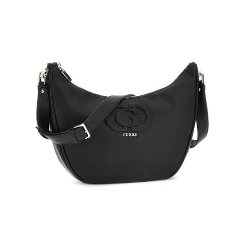 Guess Calebra Schultertasche 24 cm schwarz - Handtaschen - Stilvolle Schultertasche mit praktischen Reißverschlüssen und raffinierten Bodennägeln für einen einzigartigen Look.