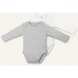 Ehrenkind Langarmbody 2er-Pack (100% Bio-Baumwolle, Weich & anschmiegsam) Baby Body grau|weiß 86/92