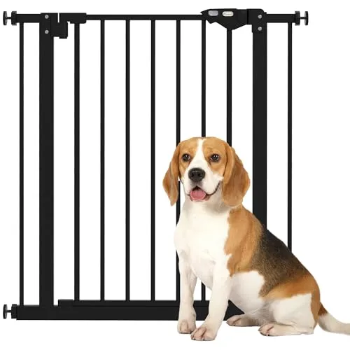 PawHut Türschutzgitter Treppenschutzgitter - Tür- & Treppengitter ohne Bohren, beidseitig schwenkbar und aus robustem Metall für optimale Sicherheit in Türöffnungen von 74-80 cm.