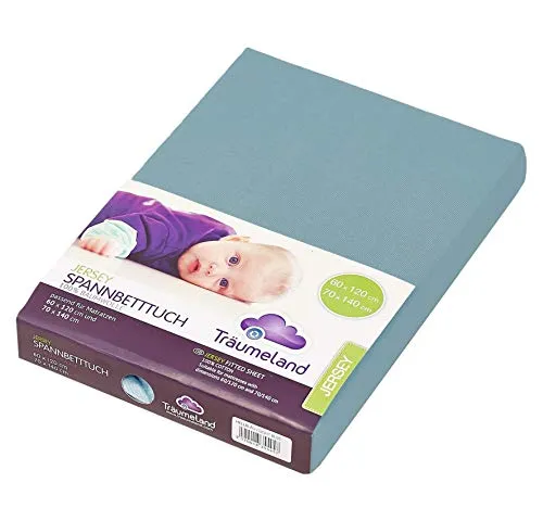 Träumeland TT02133 Spannbetttuch Jersey ozeanblau, 60 x 120 + 70 x 140 cm, mehrfarbig