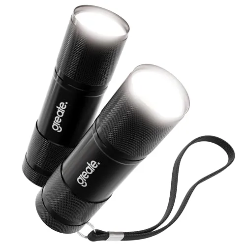 greate 2x LED Taschenlampe klein & hell für Handtasche inkl. Batterien - Aluminium Mini Taschenlampe batteriebetrieben mit 175 Lumen - Taschenlicht für Handtasche - Flashlight - LED Torch