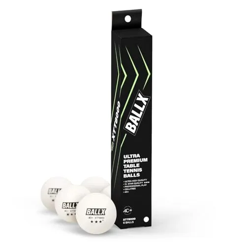BallX 3+ Sterne Tischtennisbälle XTT6000 | 40mm ABS weiß | 6 Stück | Tischtennisbälle 3 Sterne | Tischtennisbälle Outdoor & Indoor | Tischtennisball | Tischtennis Bälle | Ping Pong Bälle
