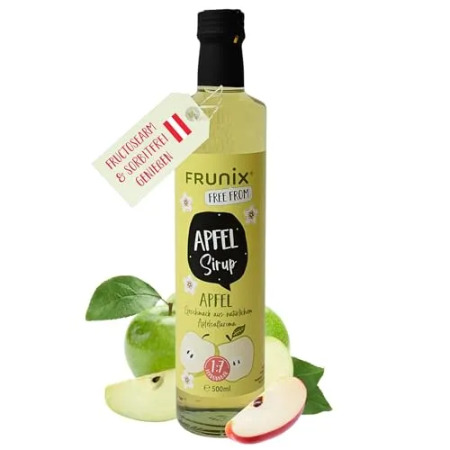 Fruchtsirup ohne Fructose, Getränkesirup mit intensivem Fruchtgeschmack, 1:7 verdünnbar, gesüßt mit Traubenzucker, 1 Flasche ergibt 4 Liter Fertiggetränk (Apfelsirup)