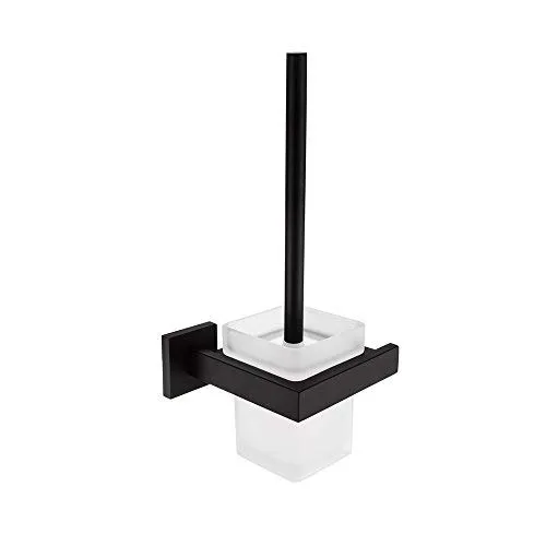 Turs Badezimmer Bad Toilettenbürste mit Halter-Speicher-Organisator stylische Metallbürste Halter SUS 304 Edelstahl rustproof Wandhalterung, Matte schwarz, A7009BK