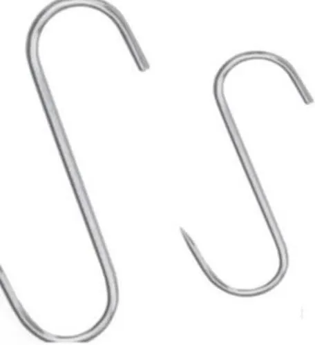 EDELSTAHL Fleischhaken 140mm x 6mm - S Haken CNS Fleischerhaken Metzgerhaken Räucherhaken Edelstahlhaken Metzgerei Metzger Fleischer 5 x