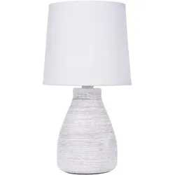 BRUBAKER Tischleuchte Landhaus Shabby Chic, Designer Tischlampe, Ohne Leuchtmittel, 1x oder 2er Set Deko Nachttischlampe mit Stein Optik weiß