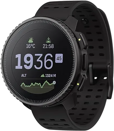 Suunto Vertical All Black - Robuste Multisport-Uhr mit großem Display, GPS, Solarladung und bis zu 500 Stunden Akkulaufzeit für Abenteuer und Training