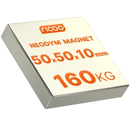 Super Magnet Neodym 50x50x10mm 160Kg Haftkraft silber ULTRA STARK für Garten