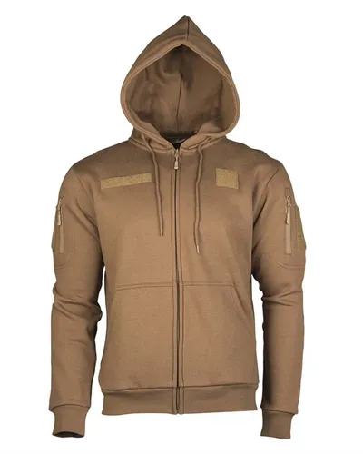 Mil-Tec Kapuzenjacke-11472019 Dark Coyote M - Funktionsjacke mit flauschigem Innenfutter und praktischen Klettflächen für Patches, perfekt für Outdoor-Aktivitäten und den Alltag.