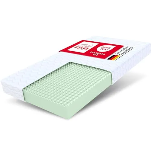 FDM Matratze 80x160 cm H3 - Doppelseitige Kindermatratze - Matratze mit 7-Zonen-Kaltschaum für optimale Unterstützung, hypoallergen und waschbarer Bezug. Ideal für gesunden Schlaf und individuelle Anpassung an Bedürfnisse.