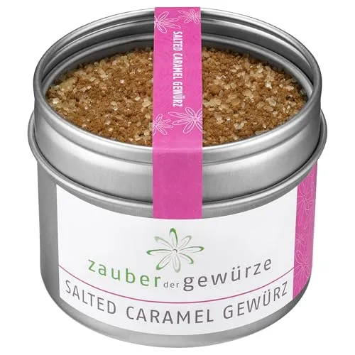 Zauber der Gewürze Salted Caramel Gewürz – Süß-salzige Mischung, leckerer Karamellgeschmack für Desserts und Süßspeisen, ideal zum Backen und für Zubereitung von Karamellsoße, 90 g