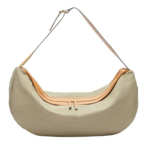 Liebeskind Berlin Hobo Extra Large - Dark French Grey - Damen-Schultertaschen, aus robustem Baumwollcanvas mit Reißverschluss und seitlicher Lederhandlasche für stilvolle Funktionalität.