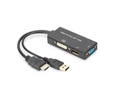 Digitus AV Konverter AK-330403-002-S: HDMI, DVI, VGA, DisplayPort Adapter - Monitorzubehör für einfache Verbindung von DisplayPort-Computern mit HDMI-, VGA- oder DVI-Displays, spart Platz und Kosten durch All-in-One-Lösung