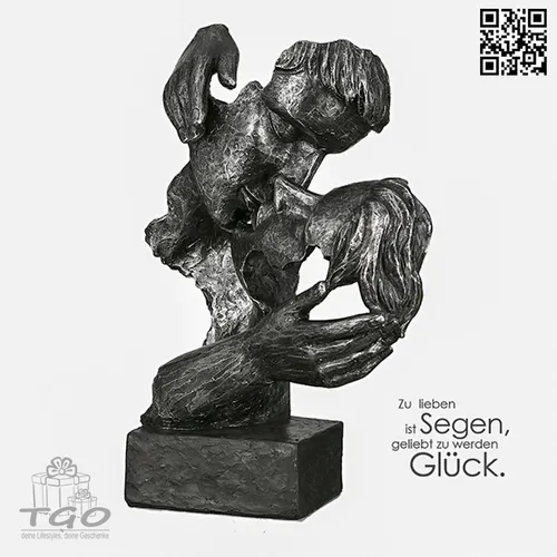Gilde Casablanca Skulptur KÜSSENDES PÄRCHEN 28cm - Moderne Büste in schwarz-silber, ideal für jedes Zimmer. Perfekt als romantisches Geschenk oder stilvolle Dekoration für Wohnzimmer und Flur.