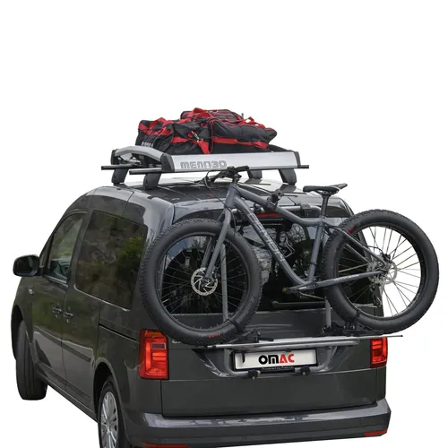 Menabo Fahrradträger für VW Caddy 2021-2025, 3 Fahrräder TÜV geprüft - Fahrradträger für VW Caddy 2021-2025, ideal für 3 Fahrräder, leicht zu installieren und aus robustem Aluminium und Stahl gefertigt. Maximale Tragfähigkeit von 45 kg.