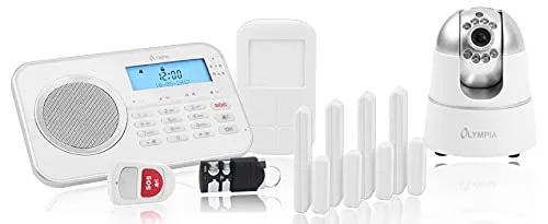 Olympia Protect 9881 GSM Haus Alarmanlage mit IP-Kamera - Funk Alarmsystem mit App-Steuerung, Notruf- und Freisprechfunktion für maximale Sicherheit und einfache Bedienung von unterwegs.