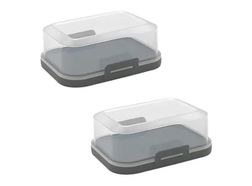Engelland Butterdose Stapelbare Butter-/Käsedose, Kunststoff, (Vorteils-Set, 2-tlg., mit sicherem Klickverschluss), stapelbar, platzsparend, Ordnung im Kühlschrank, BPA-Frei, Mehrzweck