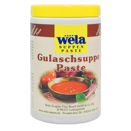 WELA Gulaschsuppe Paste 1/2 - Pflaster - Nachhaltige Gulaschsuppe Paste für 5 Liter, ideal für deftige Menüs. Einfach in heißem Wasser einrühren und genießen!