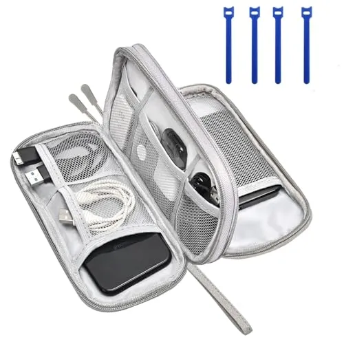 Mokhike Kabel-Organizer, Organizer für elektronisches Zubehör, Reisekabel, tragbar, universell, für MacBook, Kabel, SD-Karte, Ladegerät, Maus, Powerbank (grau), grau, Beliebtheit