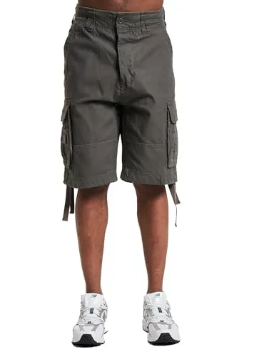 Brandit Pure Vintage Shorts in Olive, Größe: 7XL - Herren-Shorts mit authentischem Used-Look, extrabreitem Tunnelzug und 4 großen Cargotaschen für praktischen Stauraum.