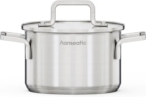 Hanseatic Kochtopf DAILY, Edelstahl 18/10 (1-tlg), handfreundliche Griffe, Literskala, Glasdeckel, Induktion