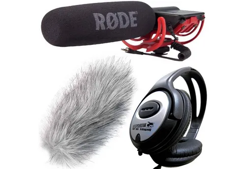 RØDE VideoMic Rycote Mikrofon mit Windschutz & Kopfhörer - Professionelles Videomikrofon mit Rycote Lyre Aufhängung für kristallklare Aufnahmen, inklusive Schaumstoff- und Fellwindschutz, ideal für Filmemacher und Content Creator.