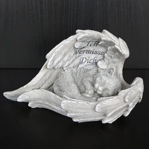 Grabschmuck Katze in Flügel 21cm 