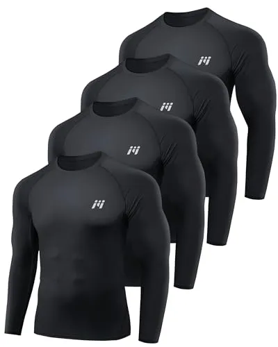 MEETWEE Kompressionsshirt Herren, Langarm Funktionsshirt Männer Sportshirt Training Fitnessshirt Atmungsaktiv Laufshirt Unterhemd für Laufen Jogging Sport Turnhalle