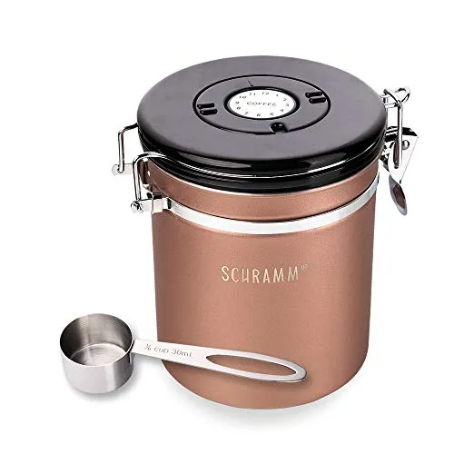 Schramm® Kaffeedose 1500 ml in 10 Farben mit Dosierlöffel Höhe: 15cm Kaffeedosen Kaffeebehälter aus Edelstahl, Farbe:bronze