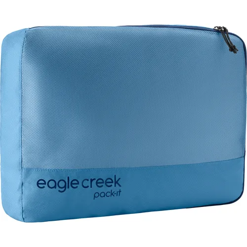 Eagle Creek Pack-it Reveal Cube L - Blue Dawn - Organizer für Reisen mit 12 Litern Volumen, innovativem Reißverschluss-Design und großem Mesh-Fenster für optimale Übersicht und Platzersparnis.
