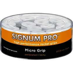 Signum Pro Griffband Micro Grip Weiß - Hochwertiges Griffband für Tennisrackets, bietet hervorragenden Halt und Feuchtigkeitsaufnahme dank Microporen und Perforierung. Ideal für ambitionierte Spieler.