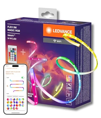 LEDVANCE SMART+ WIFI FLEX 5M LED-Streifen - Lichterketten für kreative Beleuchtung, dimmbar und steuerbar über WLAN für individuelles Ambiente in jedem Raum.