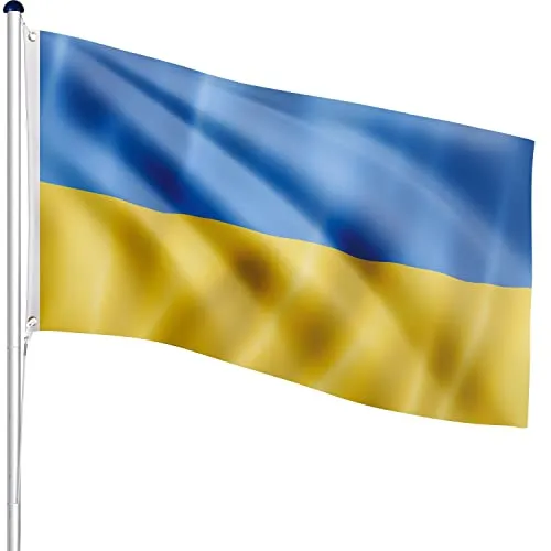 FLAGMASTER Teleskop Fahnenmast Aluminium 6,50m, 5-Fach höhenverstellbar, 30 Verschiedene Fahnen zur Wahl, Komplettset mit Bodenhülse