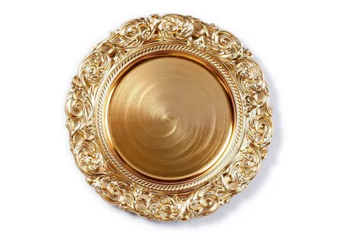 MAGIC by Inge Dekoteller, Dekoteller Kunststoff mit Ornamenten am Rand 33cm gold