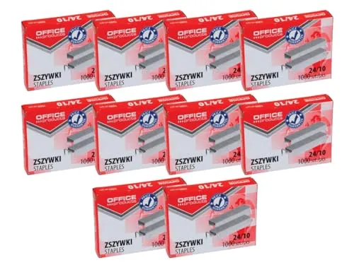OFFICE PRODUCTS 18072439-19 Heftklammern 24/10 Silbern/ 10.000 Stück (10 x 1000 Stück) Standart Handtackerklammern/Tackerklammern Büroklammern/Verzinkt