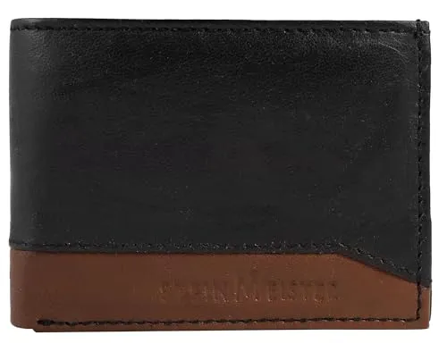 Steinmeister Geldbörse für Unisex aus Leder in Schwarz, Geldbeutel mit Reißverschluss in 7,5 x 10 x 2 cm