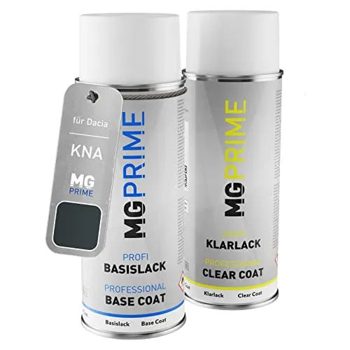 MG PRIME Autolack Sprühdosen Set für Dacia KNA Gris Comete Metallic/Kometen-Grau Metallic Basislack Klarlack Spraydose 400ml
