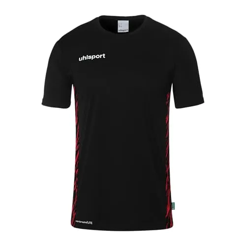 uhlsport Herren Progressive 28 Poly Kurzarm Shirt, Schwarz/Rot, 116 EU